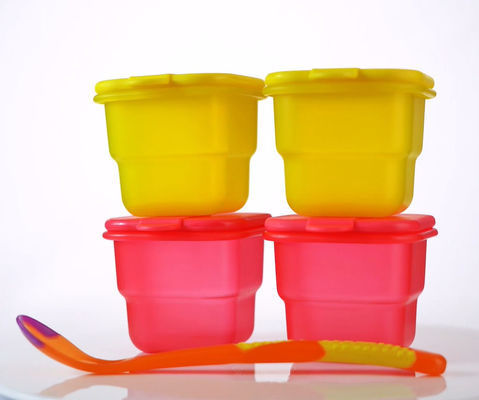 armazenamento plástico hermético livre do comida para bebê de 2pcs BPA com colher