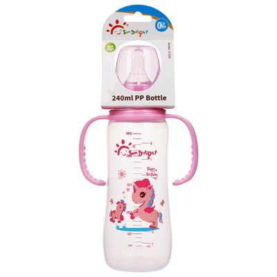 PP Double Handle 8oz 240ml Newborn Baby Milk Bottle