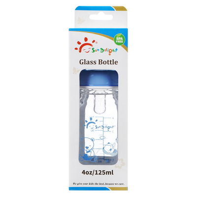 garrafas de alimentação padrão do bebê do vidro de Borosilicate do pescoço de 125ml 4oz