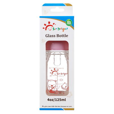 garrafas de alimentação padrão do bebê do vidro de Borosilicate do pescoço de 125ml 4oz