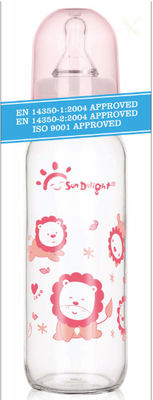 Garrafas de alimentação de vidro padrão resistentes ao calor do bebê do pescoço 9oz 250ml