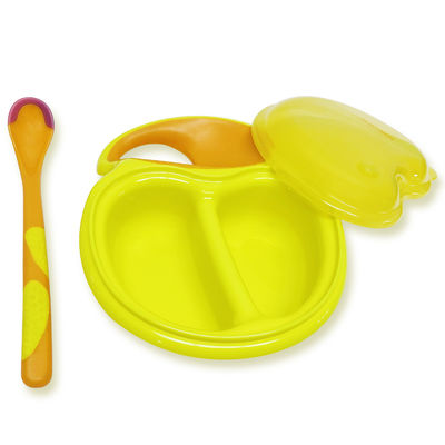 Do bebê fácil amarelo LIVRE do aperto de BPA bacias de alimentação e colheres