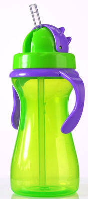O bebê roxo verde de 9oz 290ml tornou mais pesado Straw Cup With Handle